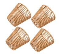 IMIKEYA 4pcs Boho Woven Lamp Shade Set, Small Simulation Rattan Lampshades for E27 E14 Bulbs, Handcrafted Rustic Seagrass Fiber Shades for Pendant, Table, and Wall Sconce Lighting