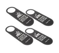 IMIKEYA 4pcs Double Sided Door Signs for Bedroom with Do Not Disturb and Please Clean Messages Black PU Leather Privacy Door Hangers for Hotel Office Room Management