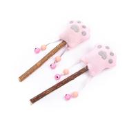 IMIKEYA 4pcs Flannelette Cat Teaser Toys Bite-resistant Plush Lollipop Paw Shape Chew Toys for Interactive Play Fun Catnip-filled Soft Grey Pink