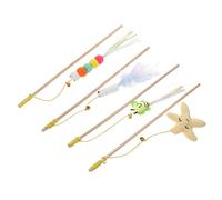 IMIKEYA 4Pcs Funny Cat Teaser Interactive Teasing Wands with Bell Caterpillar Engaging for and Kittens for Indoor Play