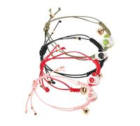 IMIKEYA 4pcs Handmade Ceramic Cat Charm Bracelet Woven for Women Cute Maneki with Bell for