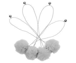IMIKEYA 4Pcs Interactive Cat Balls with Bell for Cat Trees Replacement Hanging Plush Balls with Rope Spring Gray