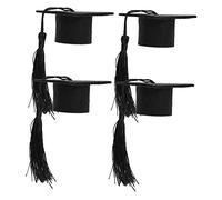 IMIKEYA 4pcs Mini Graduation Caps Wine Bottle Toppers with Black Tassels Felt Doctoral Hat Decorations for Graduation Party Supplies Creative Wine Bottle Covers for Holiday Celebrations
