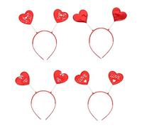 IMIKEYA 4PCS Red Loving Heart Headbands for Valentine's Day Adorable Hair Accessories with Festive Design Party Props for Women and Bright and Romantic Hairbands