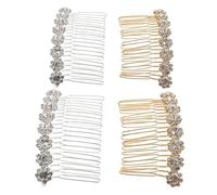 IMIKEYA 4pcs Side Hair Combs: Alloy Artificial Rhinestone Sparkly Crystal Flower Hair Clips Wedding Party Accessories For Brides Women Girls