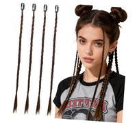 IMIKEYA 4Pcs Synthetic Braided Ponytail Extension with Braid Accessories High Temperature Fibers Clip Design Comfortable to Wear Long Natural Flexible Faux Ponytail Hairpiece Daily Wear
