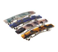 IMIKEYA 4pcs Tortoise Shell Acetate Hair Clips for Women, Medium Metal Spring Barrettes Leopard and Blue Shell Patterns, Soft Ponytail Pins for Styling Fine Or Thick Hair