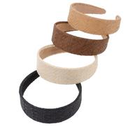 IMIKEYA 4pcs Women Hairbands with Raffia Style, Plastic Material Headbands Designed to Prevent Hair from Being Scattered, Unique and Generous Design for Everyday Use Color
