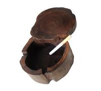 IMIKEYA 5 Inches Solid Wood Ashtray Vintage Wooden Ashtray Ornament for Home Creative Art Decoration Practical Smoking Ash Tray (As Shown)