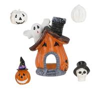 IMIKEYA 5 PCS Halloween Fish Tank Decorations Set Fish Hideout Ornaments with Pumpkin and Skull Designs Stable Non Toxic Aquarium Hiding Cave for Festive Aquatic Habitat