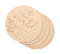 IMIKEYA 5 Pcs Natural Wood Baby Birth Announcement Sign Set Newborn Name Signs for Hospital or Nursery Decor for New Parents and Baby Showers