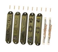 IMIKEYA 5-piece Decorative Metal Mezuzah Set Holy Scrolls for Door Judaica Religious Decor Retro Style Suitable for Home and Outdoor Use