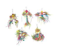 IMIKEYA 5-Piece Parrot Chew Toy Set Natural Hardwood and Paper Rope Hanging Bird Toys for Parakeets Conures and Cockatiels for Beak Grinding and Play