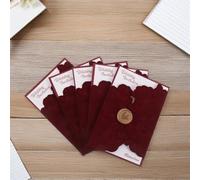 IMIKEYA 5 Sets Elegant Velvet Wedding Invitation Cards with Wax Seal and Envelopes, Soft Touch Decorative Invitations for Engagement and Bridal Shower, Vintage Design with Refined Elegance