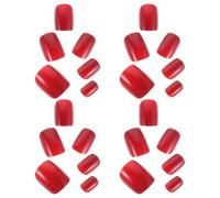 IMIKEYA 5 Sets Red Square Press on Nails, Ultra-Thin Removable False Nail Tips with Cat Eye Design, 24 Pieces Per Set for Women’S Festival, Holiday, and Everyday Wear