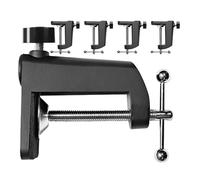 IMIKEYA 5PCS Adjustable Metal Mic Clamp Mount for Desk Microphone Arm Stand, Suspension Microphone Holder with Black Aluminum Base, Table Mount for Studio and Home Recording