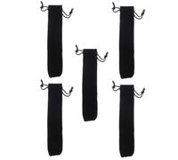 IMIKEYA 5pcs Black Lint Pen Pouch with Drawstring for Pen Storage and Protection Soft Velvet Pencil Sleeve for School and Office Use
