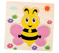 IMIKEYA 5pcs Cartoon Animal Wooden Puzzle for Educational Jigsaw Featuring Bee Frog Goldfish Fish and Elephant for Imagination and Coordination Development
