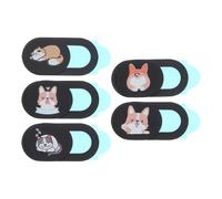 IMIKEYA 5pcs Cat Pattern Camera Slide Cover Privacy Cover Ultra-thin Design Anti-hacking Abs Material Mini Size with Curve Edges for Laptops and Tablets Black Webcam Protector
