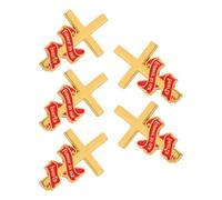 IMIKEYA 5pcs Cross Funeral Memorial Pins with Red Ribbon Lightweight Alloy Cross Brooches for Christian Memorial Service Comfortable to Wear Mourning Tribute Pins