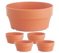 IMIKEYA 5Pcs Plastic Garden Flower Pots, 16Cm Diameter Japanese-Style Round Shallow Planters for Indoor Succulent Display and Outdoor Gardening, Lightweight Plastic Containers
