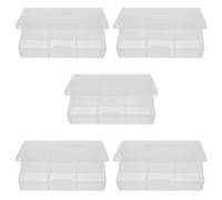 IMIKEYA 5pcs Plastic Jewelry Storage Boxes with 6 Compartments, Dustproof and Wear Resistant Multi-compartment Organizer for Earrings and Small Items, for Travel and Vanity Use