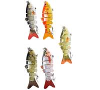 IMIKEYA 5pcs Portable Fish Shaped Fishing Lures with Ringing Beads, 10cm Plastic Split-fish Bait Set for Fishing, Lifelike Baits Grabbing the Attention of Fish for Anglers