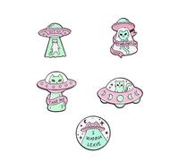 IMIKEYA 5Pcs Space Theme Enamel Brooch Cute Astronaut Cat Lapel Pins for Bags Jackets Clothes Unique Cartoon Badge Collection for Personal Style