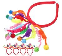 IMIKEYA 5pcs Stylish Party Hair Hoops with Pom Poms Decorative Headbands for Birthday Carnival and Festivals Chic Hair Accessories for Women