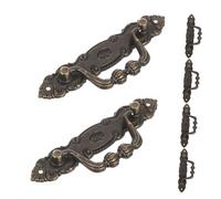 IMIKEYA 5pcs Vintage Bronze Drawer Pulls Handles for Dresser Cabinet Furniture Antique European Style Flushmount Design with Screws Alloy Construction Decorative Hardware for Cupboard