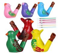 IMIKEYA 6 Pcs Ceramic Bird Whistles with Lanyards Water-fillable Musical for Educational Sound Discrimination and Rhythm Development Smooth Safe Finish Mixed Cartoon Bird Random Color