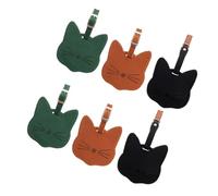 IMIKEYA 6pcs Cat Shape Luggage Tags Durable PU Suitcase Id Labels with Protective Contact Card Fun Travel Bag Identifier for Teens Adults Backpacks