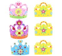 IMIKEYA 6Pcs DIY Tiara Craft Kits for Birthday Party EVA Crown Hats with Rhinestone Stickers Safe Handmade Art to Enhance Creativity Imagination and Practical Skills