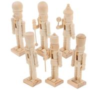 IMIKEYA 6pcs DIY Wooden Nutcracker Soldiers, Unpainted Blank Nutcracker Decorations for Christmas, School Crafts, and Painting Activities