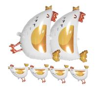 IMIKEYA 6pcs Farm Animal Chicken Balloons for Birthday Shower Party Decor Foil with Playful Chick Design Easy Inflation Indoor Outdoor Decoration