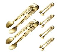IMIKEYA 6pcs Golden Stainless Steel Ice Cube Tongs Comfortable Grip and Elegant Rose Pattern, Reliable Mini Serving Tongs for Parties and Entertaining