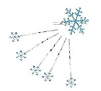 IMIKEYA 6pcs Hair Clip Set Snowflake Shape Alloy Hair Clips No Loose Strings for Blue and White