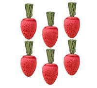 IMIKEYA 6pcs Hamster Chew Small Animal Strawberry Shape Natural Hay Material Stress Reduction Attention Grabber Chewing for Rabbit and Chinchilla