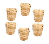 IMIKEYA 6pcs Handmade Bamboo Bird Nest Creative Bird House for Home Decoration Hooks Shelter for Wild Resting Place