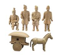 IMIKEYA 6pcs Handmade Terracotta Warriors Figurines Set in Pvc High Detail Fidelity and Collectible Value, Creative Design Miniature Statues for Garden Or Reading Room Decoration