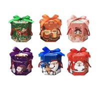 IMIKEYA 6pcs Hexagon Christmas Boxes with Lids, Paper Material Presents Holder for Cookies and Muffins, Classic Christmas Pattern Design, for Wedding Table Decoration and Xmas