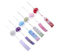 IMIKEYA 6pcs Japanese Glass Wind Chimes with Colorful Flower Blossom Design Authentic Edo-style Hanging Bells for Garden Balcony Window Decoration Tranquil Outdoor Melody and Cultural Home