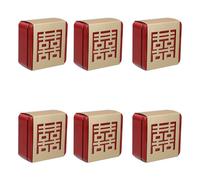 IMIKEYA 6pcs Square Tinplate Candy Boxes for Wedding Party Favour with Chinese Hollow Design, Traditional Style for Storing Wedding Candies and Jewellery, Present Packaging for Guests