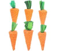 IMIKEYA 6pcs Straw Hand Woven Rabbit Molar Carrot Chew Orange for Guinea Pig Small Furry Animals Cage Use Safe Material Hamster Chewing Tool