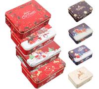 IMIKEYA 8 Pcs Small Christmas Tinplate Card Boxes with Lids 12Cm Rectangular Metal Storage Boxes for Holiday Greeting Cards and Packaging