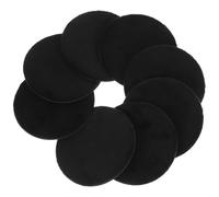 IMIKEYA 8pcs Black PU Leather Ultra-Thin Soft Crystal Velvet Powder Puff Set 54x4mm Round Makeup Pads for Loose Powder Foundation Face Cosmetics Application