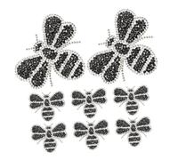 IMIKEYA 8pcs Iron on Rhinestone Bee Applique for Clothing and Jackets with Strong Adhesion and Easy to Apply Resin Hot Melt Adhesive Patch, Trendy Sparkling Black Bee Silhouette for DIY