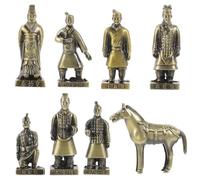 IMIKEYA 8pcs Retro Terracotta Warriors Figurines Desk Decorations for Office, Portable Alloy Emperor Qin Statue Decors, Unique Vintage Craft for Desktop and Table Display