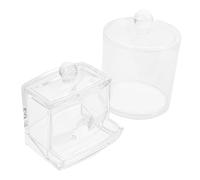 IMIKEYA Acrylic Cotton Pad Storage Box Set, 2pcs (2130ml 296ml), Makeup Cotton Swab Organizer with Lid for Bathroom and Vanity Storage