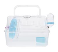 IMIKEYA Acrylic Hamster Cage Portable Small Pet Carrier with Blue Base for Hamsters, Guinea Pigs and Rabbits, Outdoor Travel Cage Handheld Small Animal Container
